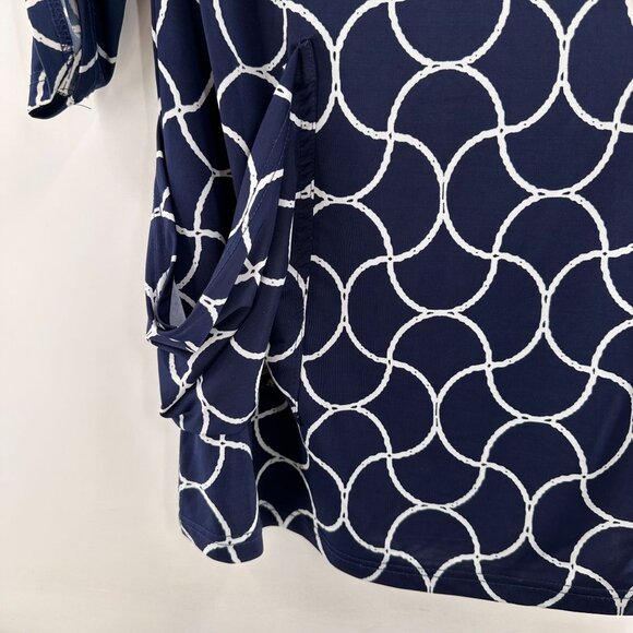 Saint Tropez West Navy & White Geometric Print Tunic Top S Nautical Swim Cover - Picture 8 of 11